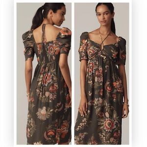Farm Rio x Anthropologie Long-Sleeve Halter Midi Dress NWT $228